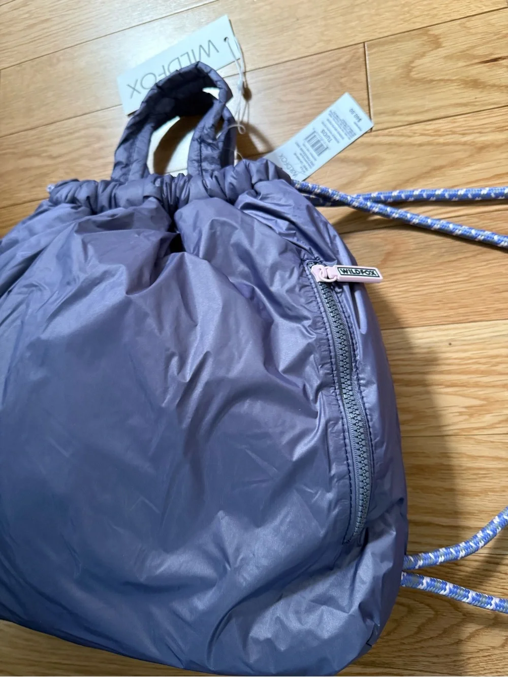 NWT Wildfox Puffy Drawstring Backpack Lavender/Purple
